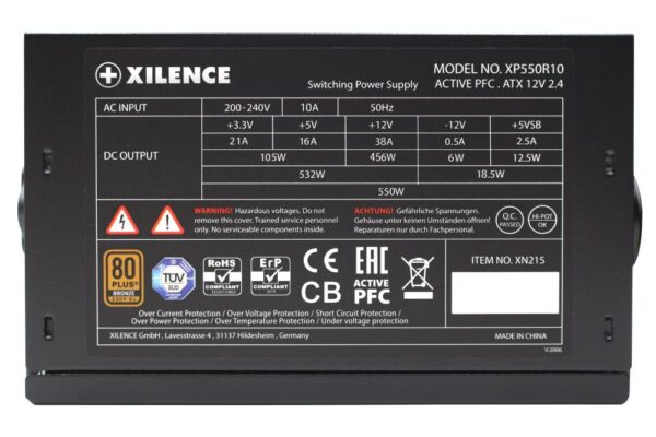 Power Supply|XILENCE|550 Watts|Efficiency 80 PLUS BRONZE|PFC Active|XN215 - Image 7
