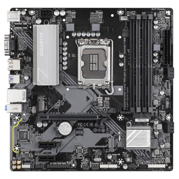 Mainboard|GIGABYTE|Intel B760 Express|LGA1700|Micro-ATX|Memory DDR4|Memory slots 4|2xPCI-Express 3.0 1x|1xPCI-Express 4.0 16x|2xM.2|1x15pin D-sub|1xHDMI|1xDisplayPort|6xUSB 2.0|5xUSB 3.2|1xUSB-C|1xPS/2|1xRJ45|3xAudio port|B760MD3HPDDR4 - Image 2