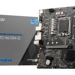 Mainboard|MSI|Intel H610|LGA1700|Micro-ATX|Memory DDR5|Memory slots 2|1xPCI-Express 1x|1xPCI-Express 16x|1xM.2|1x15pin D-sub|1xHDMI|1xDisplayPort|4xUSB 2.0|2xUSB 3.2|1xPS/2|1xRJ45|3xAudio port|PROH610M-GDDR5