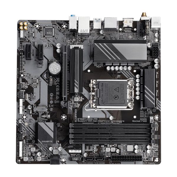 Mainboard|GIGABYTE|Intel B760 Express|LGA1700|Micro-ATX|Memory DDR5|Memory slots 4|2xPCI-Express 3.0 1x|1xPCI-Express 4.0 16x|2xM.2|1xHDMI|2xDisplayPort|2xAudio-In|1xAudio-Out|2xUSB 2.0|3xUSB 3.2|1xUSB-C|1xPS/2|1xRJ45|B760MDS3HAX1.2 - Image 5