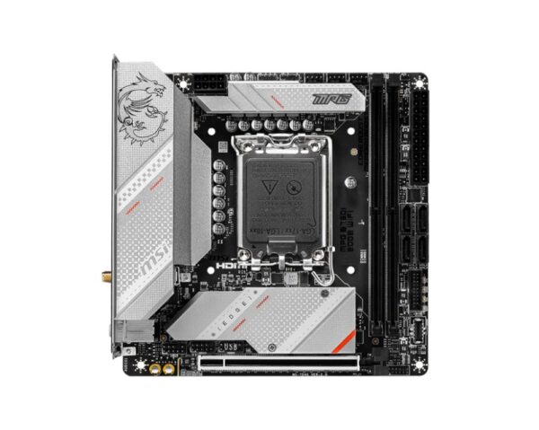 Mainboard|MSI|Intel B760 Express|LGA1700|Mini-ITX|Memory DDR5|Memory slots 2|1xPCI-Express 16x|2xM.2|1xHDMI|1xDisplayPort|2xUSB 2.0|5xUSB 3.2|1xUSB-C|1xRJ45|3xAudio port|MPGB760IEDGEWIFI - Image 2