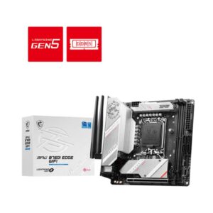 Mainboard|MSI|Intel B760 Express|LGA1700|Mini-ITX|Memory DDR5|Memory slots 2|1xPCI-Express 16x|2xM.2|1xHDMI|1xDisplayPort|2xUSB 2.0|5xUSB 3.2|1xUSB-C|1xRJ45|3xAudio port|MPGB760IEDGEWIFI