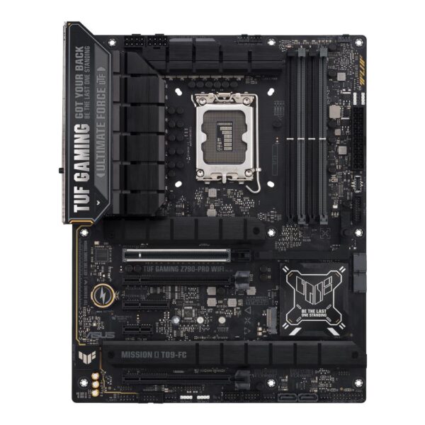 Mainboard|ASUS|Intel Z790|LGA1700|ATX|Memory DDR5|Memory slots 4|1xPCI-Express 3.0 1x|1xPCI-Express 3.0 16x|1xPCI-Express 4.0 4x	|1xPCI-Express 4.0 16x|1xPCI-Express 5.0 16x|4xM.2|1xHDMI|1xDisplayPort|6xUSB 3.2|2xUSB-C|1xOptical S/PDIF|1xRJ45|5xAudio port|TUFGAMINGZ790-PROWIFI - Image 2