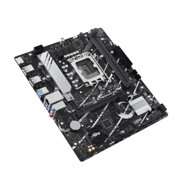 Mainboard|ASUS|Intel B760 Express|LGA1700|Micro-ATX|Memory DDR4|Memory slots 2|2xPCI-Express 4.0 1x|1xPCI-Express 4.0 16x|2xM.2|1x15pin D-sub|1xHDMI|4xUSB 2.0|4xUSB 3.2|1xOptical S/PDIF|3xAudio port|PRIMEB760M-RD4 - Image 3