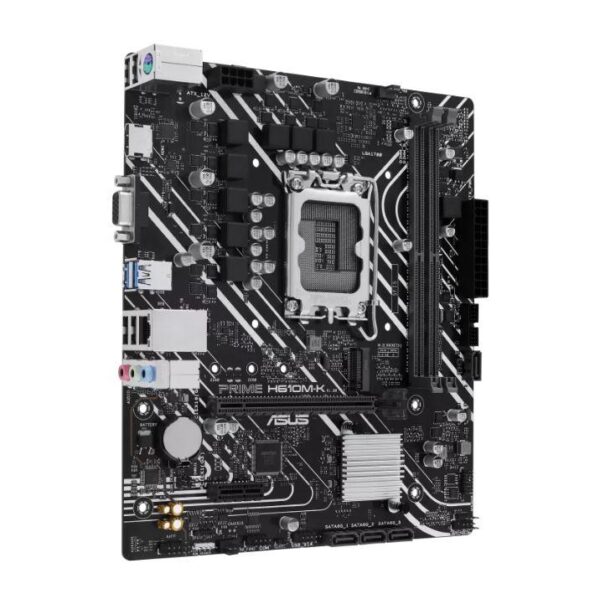 Mainboard|ASUS|Intel H610|LGA1700|Micro-ATX|Memory DDR5|Memory slots 2|1xPCI-Express 3.0 1x|1xPCI-Express 4.0 16x|1xM.2|1x15pin D-sub|1xHDMI|4xUSB 2.0|2xUSB 3.2|1xPS/2|1xRJ45|3xAudio port|PRIMEH610M-K - Image 3