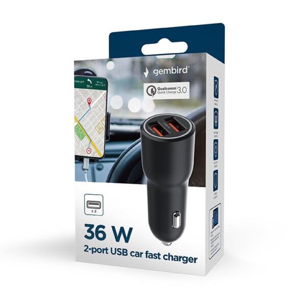 MOBILE CHARGER CAR USB 2PORT/TA-UC-A2QC36-CAR-01 GEMBIRD - Image 4