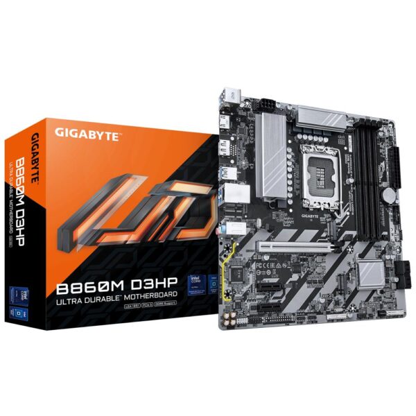 Mainboard|GIGABYTE|Intel B860 Express|LGA1851|Micro-ATX|Memory DDR5|Memory slots 4|2xPCI-Express 1x|1xPCI-Express 16x|2xM.2|1xHDMI|1xDisplayPort|1xAudio-In|1xAudio-Out|1xMicrophone|3xUSB 2.0|3xUSB 3.2|1xPS/2|1xRJ45|B860MD3HP1.0 - Image 3