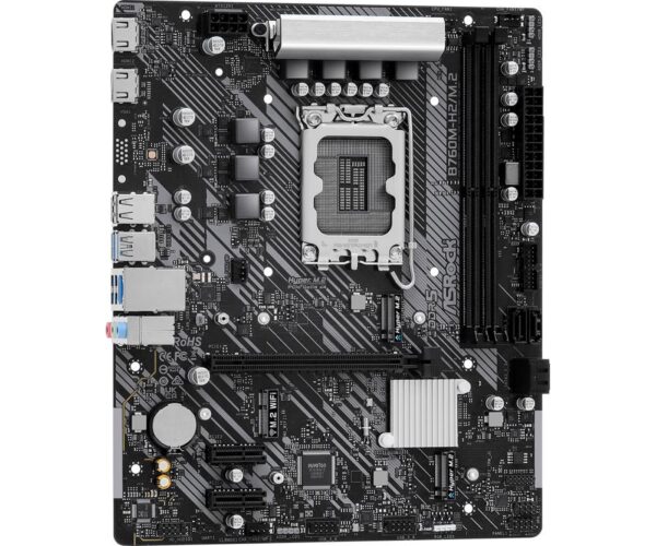 Mainboard|ASROCK|Intel B760 Express|LGA1700|Micro-ATX|Memory DDR5|Memory slots 2|2xPCI-Express 3.0 1x|1xPCI-Express 4.0 16x|3xM.2|2xHDMI|2xUSB 2.0|4xUSB 3.2|1xRJ45|3xAudio port|B760M-H2/M.2 - Image 4