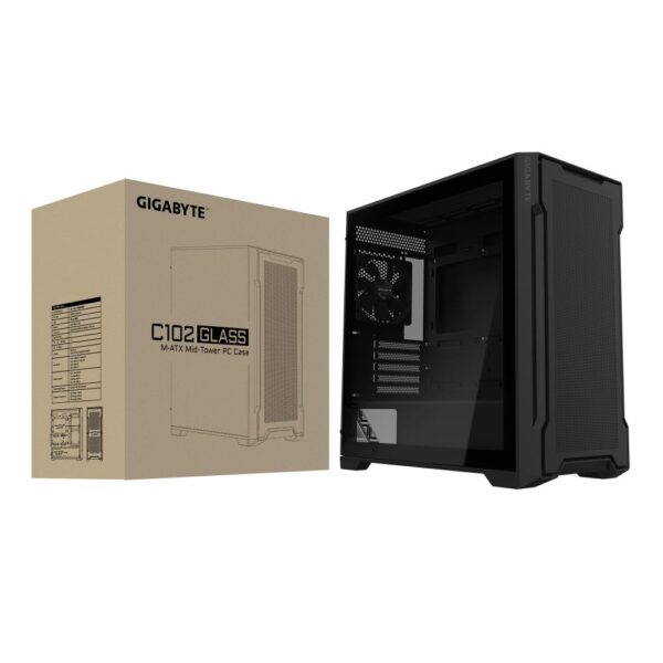 Case|GIGABYTE|GB-C102G|MidiTower|Case product features Transparent panel|Not included|MicroATX|MiniITX|Colour Black|GB-C102G - Image 6
