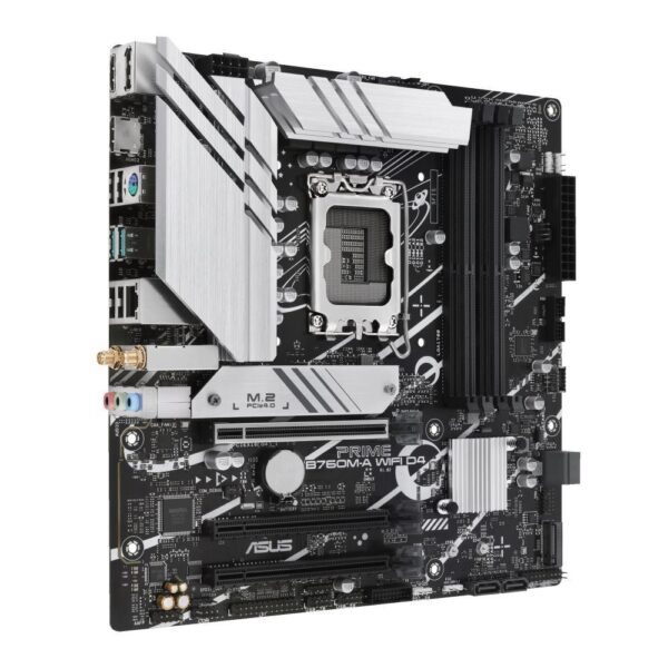 Mainboard|ASUS|Intel B760 Express|LGA1700|Micro-ATX|Memory DDR4|Memory slots 4|3xPCI-Express 4.0 16x|2xM.2|2xHDMI|1xDisplayPort|4xUSB 2.0|2xUSB 3.2|1xPS/2|1xRJ45|3xAudio port|PRIMEB760M-AWIFID4 - Image 2