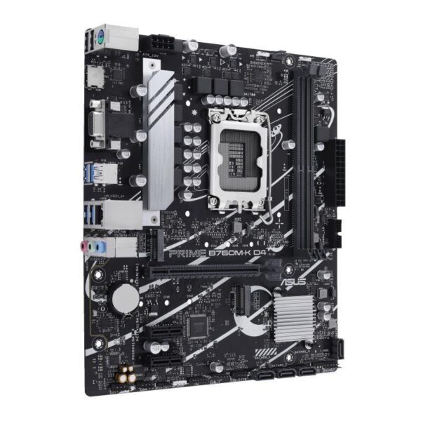 Mainboard|ASUS|Intel B760 Express|LGA1700|Micro-ATX|Memory DDR4|Memory slots 2|2xPCI-Express 4.0 1x|1xPCI-Express 4.0 16x|2xM.2|1x15pin D-sub|1xHDMI|2xUSB 2.0|4xUSB 3.2|1xPS/2|1xRJ45|3xAudio port|PRIMEB760M-KD4 - Image 3