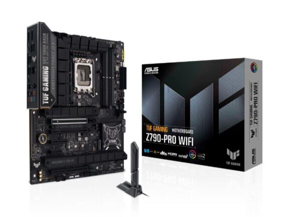 Mainboard|ASUS|Intel Z790|LGA1700|ATX|Memory DDR5|Memory slots 4|1xPCI-Express 3.0 1x|1xPCI-Express 3.0 16x|1xPCI-Express 4.0 4x	|1xPCI-Express 4.0 16x|1xPCI-Express 5.0 16x|4xM.2|1xHDMI|1xDisplayPort|6xUSB 3.2|2xUSB-C|1xOptical S/PDIF|1xRJ45|5xAudio port|TUFGAMINGZ790-PROWIFI