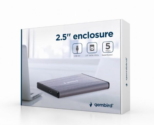 HDD CASE EXT. USB3 2.5"/LIG. GREY EE2-U3S-3-LG GEMBIRD - Image 2