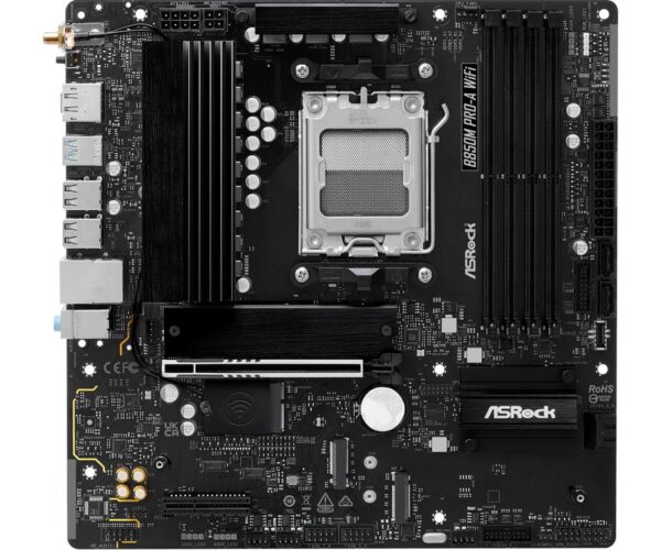 Mainboard|ASROCK|1xPCI-Express 4.0 4x	|1xPCI-Express 5.0 16x|1xM.2|1xHDMI|1xDisplayPort|1xAudio-In|1xAudio-Out|1xMicrophone|4xUSB 2.0|3xUSB 3.2|1xUSB-C|1xRJ45|B850MPRO-AWIFI - Image 3