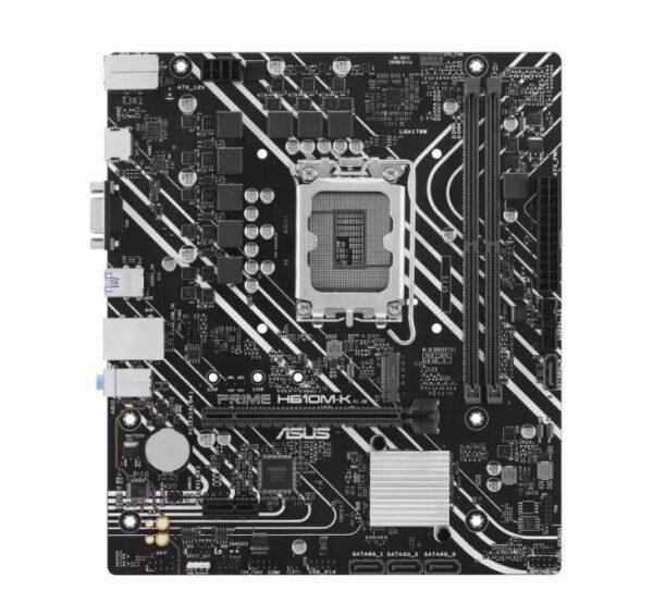 Mainboard|ASUS|Intel H610|LGA1700|Micro-ATX|Memory DDR5|Memory slots 2|1xPCI-Express 3.0 1x|1xPCI-Express 4.0 16x|1xM.2|1x15pin D-sub|1xHDMI|4xUSB 2.0|2xUSB 3.2|1xPS/2|1xRJ45|3xAudio port|PRIMEH610M-K - Image 2