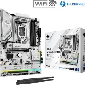 Mainboard|ASROCK|Intel B860 Express|LGA1851|ATX|Memory DDR5|Memory slots 4|1xPCI-Express 4.0 16x|1xPCI-Express 5.0 16x|1xM.2|1xHDMI|1xDisplayPort|1xAudio-Out|1xMicrophone|3xUSB 2.0|6xUSB 3.2|1xUSB-C w/Thunderbolt|1xOptical S/PDIF|1xRJ45|B860STEELLEGENDWIFI