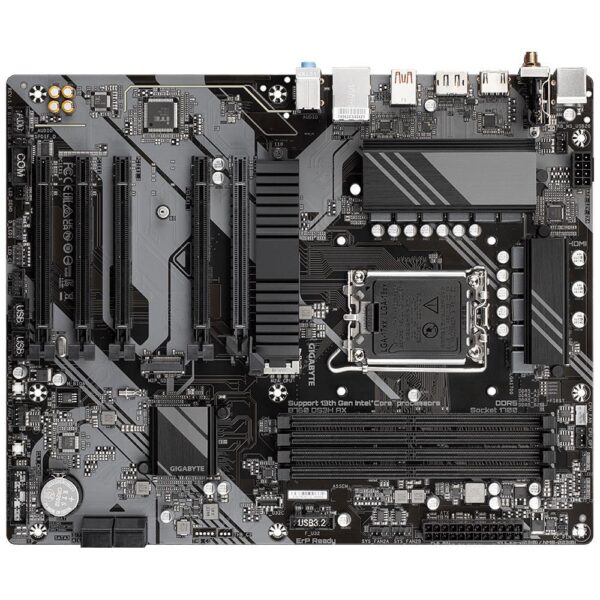 Mainboard|GIGABYTE|Intel B760 Express|LGA1700|ATX|Memory DDR5|Memory slots 4|4xPCI-Express 3.0 1x|1xPCI-Express 4.0 16x|2xM.2|1xHDMI|1xDisplayPort|2xAudio-In|1xAudio-Out|4xUSB 2.0|1xUSB 3.2|1xUSB-C|1xPS/2|1xRJ45|2xRF-Out|B760DS3HAX1.1 - Image 3