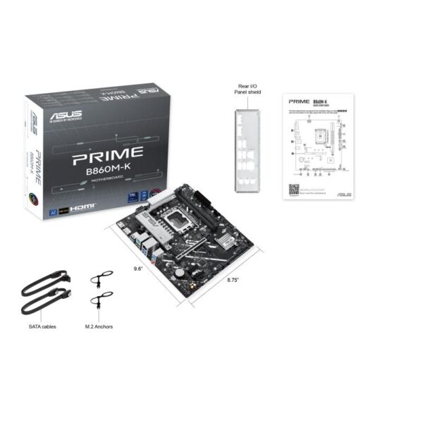 Mainboard|ASUS|Intel B860 Express|LGA1851|Micro-ATX|Memory DDR5|Memory slots 2|2xPCI-Express 4.0 1x|1xPCI-Express 4.0 16x|2xM.2|1xHDMI|1xDisplayPort|1xAudio-In|1xAudio-Out|1xMicrophone|3xUSB 2.0|2xUSB 3.0|1xUSB 3.2|1xPS/2|1xRJ45|PRIMEB860M-K - Image 4