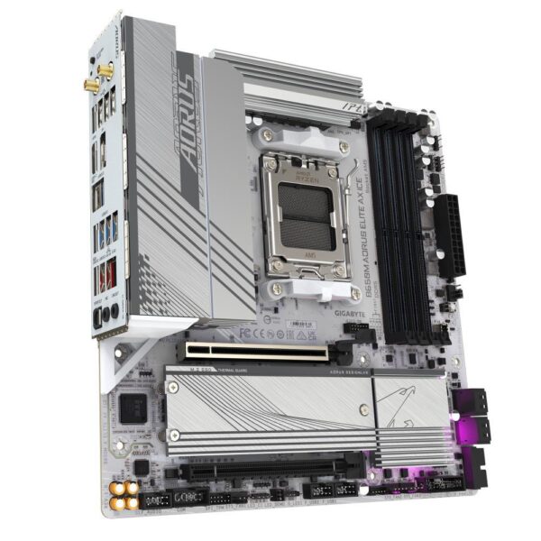 Mainboard|GIGABYTE|AMD B650|SAM5|Micro-ATX|Memory DDR5|Memory slots 4|1xPCI-Express 4.0 4x	|1xPCI-Express 4.0 16x|2xM.2|1xHDMI|1xDisplayPort|4xUSB 2.0|7xUSB 3.2|1xUSB-C|1xOptical S/PDIF|1xRJ45|2xAudio port|B650MAELITEAXICE1.1 - Image 3