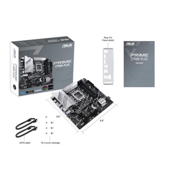 Mainboard|ASUS|Intel Z790|LGA1700|Micro-ATX|Memory DDR5|Memory slots 4|2xPCI-Express 4.0 1x|1xPCI-Express 4.0 16x|1xPCI-Express 5.0 16x|3xM.2|1xHDMI|1xDisplayPort|2xUSB 2.0|5xUSB 3.2|1xUSB-C|1xRJ45|3xAudio port|PRIMEZ790M-PLUS - Image 6