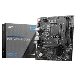 Mainboard|MSI|Intel H610|LGA1700|MicroATX|Memory DDR4|Memory slots 2|1xPCI-Express 1x|1xPCI-Express 16x|1xM.2|1x15pin D-sub|1xHDMI|4xUSB 2.0|2xUSB 3.2|1xPS/2|1xRJ45|3xAudio port|PROH610M-EDDR4