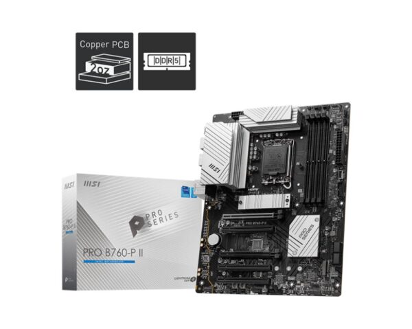 Mainboard|MSI|Intel B760 Express|LGA1700|Memory DDR5|Memory slots 4|5xPCI-Express 5.0 16x|2xM.2|1xHDMI|1xDisplayPort|2xUSB 2.0|2xUSB 3.2|1xUSB-C|1xOptical S/PDIF|1xRJ45|5xAudio port|PROB760-PII - Image 5
