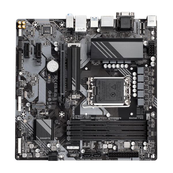 Mainboard|GIGABYTE|Intel B760 Express|LGA1700|Micro-ATX|Memory DDR5|Memory slots 4|2xPCI-Express 3.0 1x|1xPCI-Express 4.0 16x|2xM.2|1x15pin D-sub|1xHDMI|2xDisplayPort|2xUSB 2.0|3xUSB 3.2|1xUSB-C|1xPS/2|1xRJ45|3xAudio port|B760MDS3H - Image 3