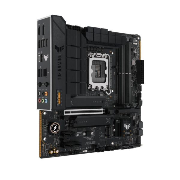 Mainboard|ASUS|Intel B760 Express|LGA1700|Micro-ATX|Memory slots 4|1xPCI-Express 3.0 1x|1xPCI-Express 4.0 4x	|1xPCI-Express 5.0 16x|3xM.2|1xHDMI|1xDisplayPort|4xUSB 2.0|3xUSB 3.2|1xUSB-C|1xOptical S/PDIF|1xRJ45|5xAudio port|TUFGAMINGB760M-PLUS - Image 2