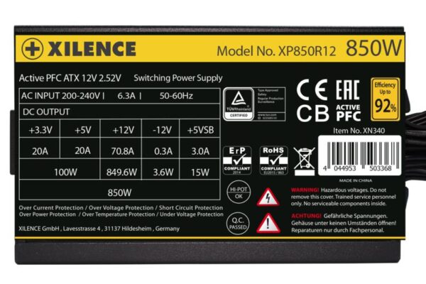 Power Supply|XILENCE|850 Watts|Efficiency 80 PLUS GOLD|PFC Active|XN340 - Image 3