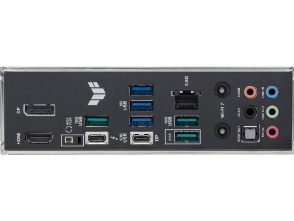 Mainboard|ASUS|Intel Z890|LGA1851|ATX|Memory DDR5|Memory slots 4|2xPCI-Express 4.0 1x|1xPCI-Express 4.0 4x	|1xPCI-Express 4.0 16x|1xPCI-Express 5.0 16x|4xM.2|1xHDMI|1xDisplayPort|3xUSB 3.0|3xUSB 3.1|1xUSB-C|1xUSB-C w/Thunderbolt|1xOptical S/PDIF|1xRJ45|5xAudio port|TUFGAMINGZ890-PLUSWIFI - Image 7