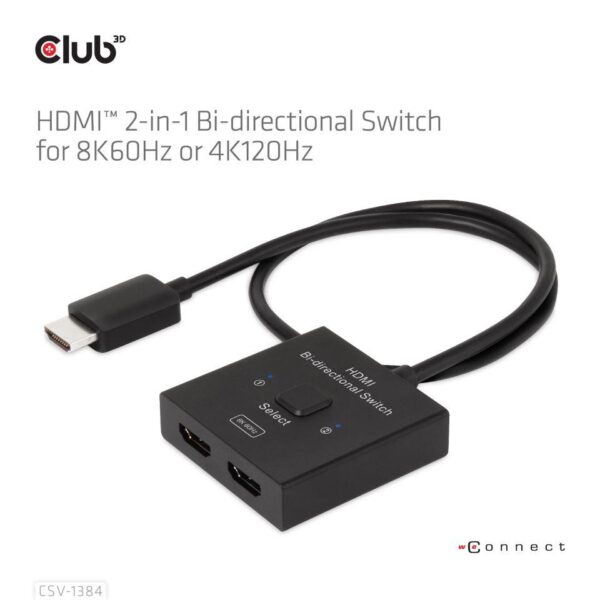 VIDEO SWITCH HDMI 2PORT/CSV-1384 CLUB3D - Image 2