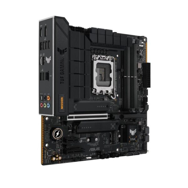 Mainboard|ASUS|Intel B760 Express|LGA1700|Micro-ATX|Memory slots 4|1xPCI-Express 3.0 1x|1xPCI-Express 4.0 4x	|1xPCI-Express 5.0 16x|3xM.2|1xHDMI|1xDisplayPort|4xUSB 2.0|3xUSB 3.2|1xUSB-C|1xOptical S/PDIF|1xRJ45|5xAudio port|TUFGAMINGB760M-PLUSII - Image 2