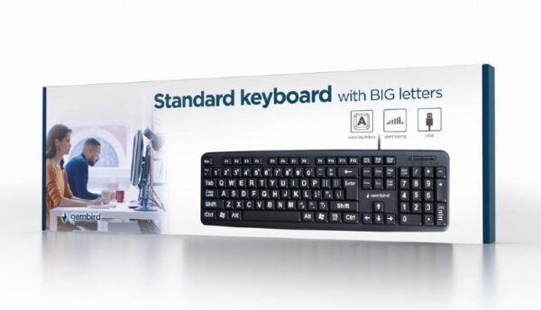 KEYBOARD STANDART USB ENG BIG/LETT. BLACK KB-US-103 GEMBIRD - Image 2