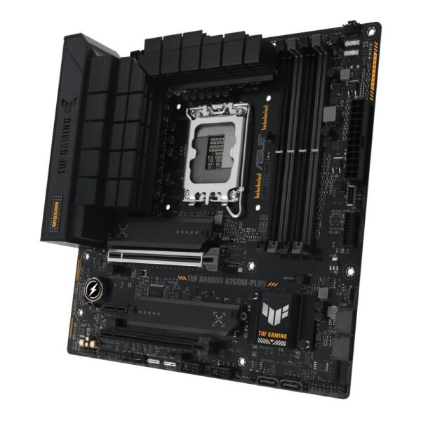 Mainboard|ASUS|Intel B760 Express|LGA1700|Micro-ATX|Memory DDR5|Memory slots 4|1xPCI-Express 4.0 1x|1xPCI-Express 4.0 16x|1xPCI-Express 5.0 16x|2xM.2|1xHDMI|1xDisplayPort|2xUSB 2.0|5xUSB 3.2|1xUSB-C|1xOptical S/PDIF|1xRJ45|5xAudio port|TUFGAMINGB760M-PLUS - Image 3