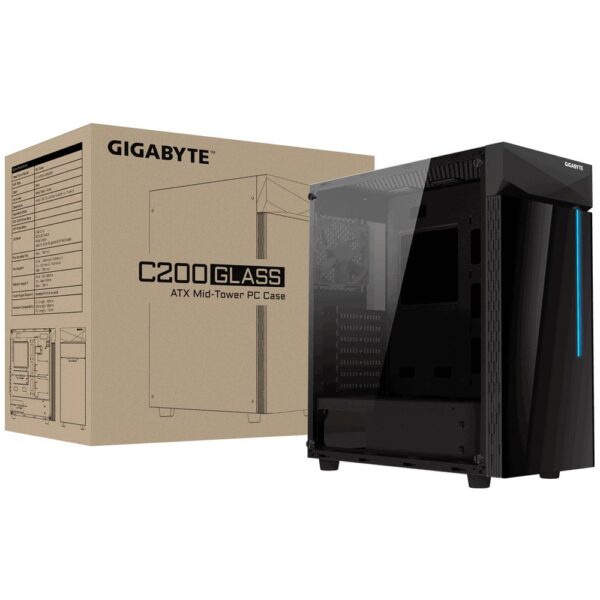Case|GIGABYTE|C200 GLASS|MidiTower|Not included|ATX|MicroATX|MiniITX|Colour Black|GB-C200G - Image 4