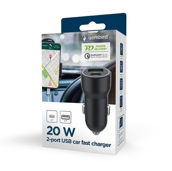 MOBILE CHARGER CAR USB 2PORT/TA-UC-A2PDQC20-CAR-01 GEMBIRD - Image 4
