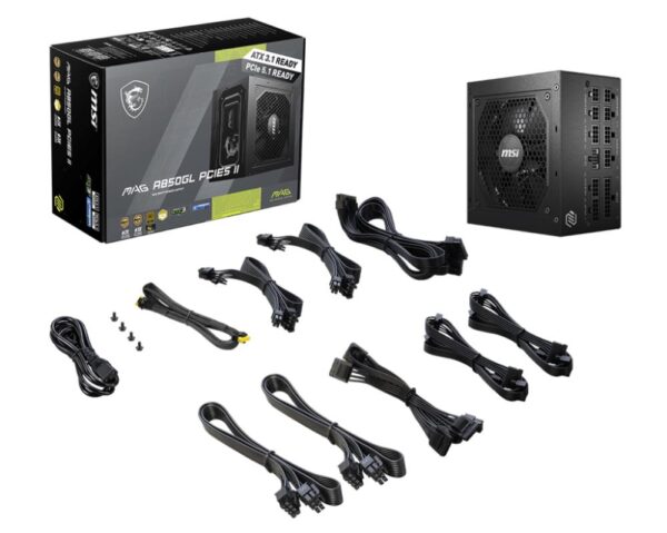 Power Supply|MSI|MAG A850GL PCIE5 II|850 Watts|Efficiency 80 PLUS GOLD|PFC Active|MAGA850GLPCIE5II - Image 3