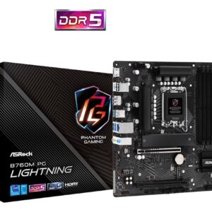 Mainboard|ASROCK|Intel B760 Express|LGA1700|Micro-ATX|Memory DDR5|Memory slots 4|1xPCI-Express 3.0 16x|1xPCI-Express 5.0 16x|3xM.2|1xHDMI|1xDisplayPort|2xUSB 2.0|3xUSB 3.2|1xUSB-C|1xPS/2|1xRJ45|3xAudio port|B760MPGLIGHTNING