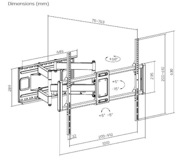 TV SET ACC WALL MOUNT 60-120"/WM-120ST-01 GEMBIRD - Image 2