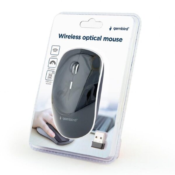 MOUSE USB OPTICAL WRL BLACK/SILENT MUSW-4BS-01 GEMBIRD - Image 2