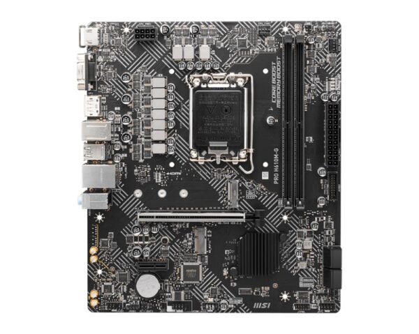 Mainboard|MSI|Intel H610|LGA1700|Micro-ATX|Memory DDR5|Memory slots 2|1xPCI-Express 1x|1xPCI-Express 16x|1xM.2|1x15pin D-sub|1xHDMI|1xDisplayPort|4xUSB 2.0|2xUSB 3.2|1xPS/2|1xRJ45|3xAudio port|PROH610M-GDDR5 - Image 2