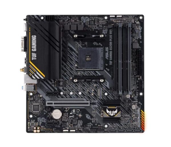 Mainboard|ASUS|AMD A520|SAM4|Micro-ATX|Memory DDR4|Memory slots 4|2xPCI-Express 3.0 1x|1xPCI-Express 3.0 16x|1xM.2|1x15pin D-sub|1xHDMI|1xDisplayPort|2xUSB 2.0|4xUSB 3.2|1xPS/2|1xRJ45|3xAudio port|TUFGAMA520M-PLUSWIFI - Image 2