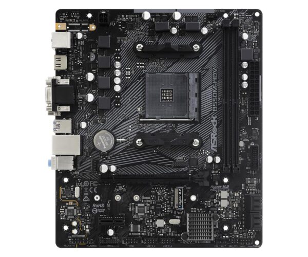 Mainboard|ASROCK|AMD B550|SAM4|MicroATX|1xPCI-Express 3.0 1x|1xM.2|1xPCI-Express 4.0 16x|Memory DDR4|Memory slots 2|1x15pin D-sub|1xDVI|1xHDMI|2xUSB 2.0|4xUSB 3.2|1xPS/2|1xRJ45|3xAudio port|B550M-HDV - Image 2