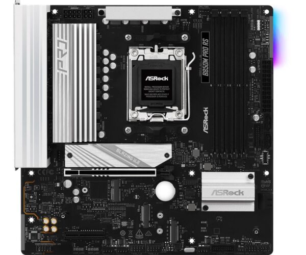 Mainboard|ASROCK|AMD B850|SAM5|Micro-ATX|Memory DDR5|Memory slots 4|1xPCI-Express 4.0 4x	|1xPCI-Express 5.0 16x|1xM.2|1xHDMI|1xDisplayPort|1xAudio-In|1xAudio-Out|1xMicrophone|4xUSB 2.0|3xUSB 3.2|1xUSB-C|1xRJ45|B850MPRORS - Image 2
