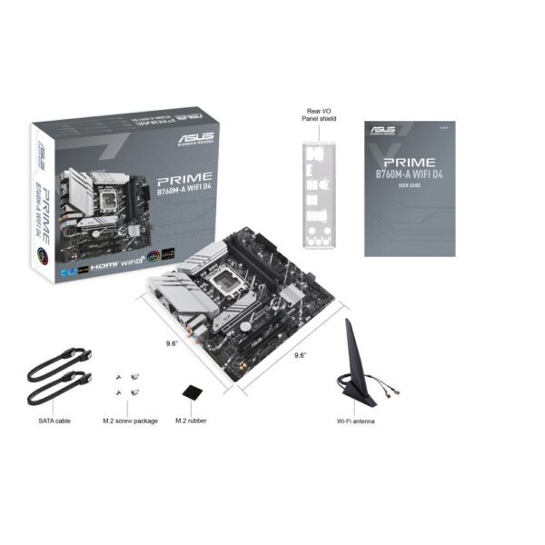 Mainboard|ASUS|Intel B760 Express|LGA1700|Micro-ATX|Memory DDR4|Memory slots 4|3xPCI-Express 4.0 16x|2xM.2|2xHDMI|1xDisplayPort|4xUSB 2.0|2xUSB 3.2|1xPS/2|1xRJ45|3xAudio port|PRIMEB760M-AWIFID4 - Image 5