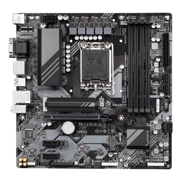 Mainboard|GIGABYTE|Intel B760 Express|LGA1700|Micro-ATX|Memory DDR5|Memory slots 4|2xPCI-Express 3.0 1x|1xPCI-Express 4.0 16x|2xM.2|1x15pin D-sub|1xHDMI|2xDisplayPort|2xUSB 2.0|3xUSB 3.2|1xUSB-C|1xPS/2|1xRJ45|3xAudio port|B760MDS3H - Image 2