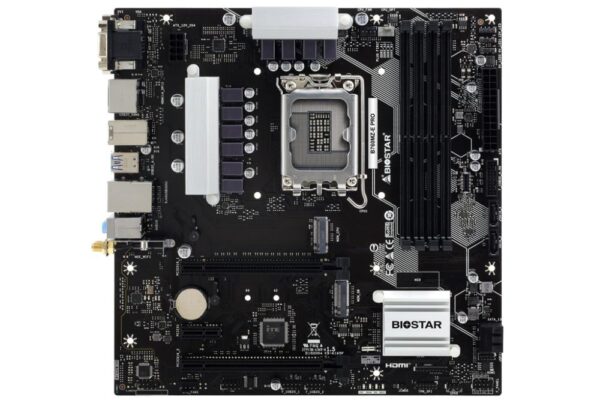Mainboard|BIOSTAR|Intel B760 Express|LGA1700|Micro-ATX|Memory DDR5|Memory slots 4|1xPCI-Express 3.0 1x|1xPCI-Express 3.0 16x|1xPCI-Express 4.0 16x|2xM.2|1x15pin D-sub|1xDVI-D|1xHDMI|1xDisplayPort|2xUSB 2.0|3xUSB 3.2|1xRJ45|3xAudio port|B760MZ-EPRO - Image 2