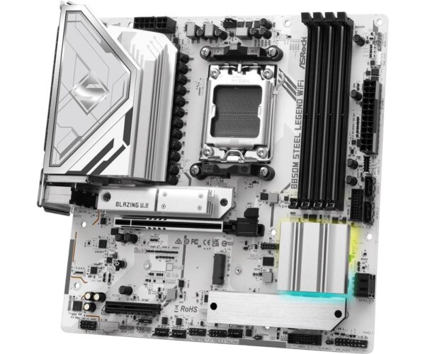 Mainboard|ASROCK|AMD B850|SAM5|Micro-ATX|Memory DDR5|Memory slots 4|4xPCI-Express 4.0 4x	|1xPCI-Express 5.0 16x|1xM.2|1xHDMI|1xDisplayPort|1xAudio-In|1xAudio-Out|1xMicrophone|4xUSB 2.0|3xUSB 3.2|1xUSB-C|1xRJ45|B850MSTEELLEGENDWIFI - Image 5