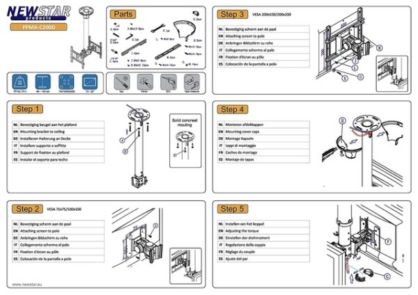 TV SET ACC CEILING MOUNT/10-40" FPMA-C200D NEOMOUNTS - Image 6