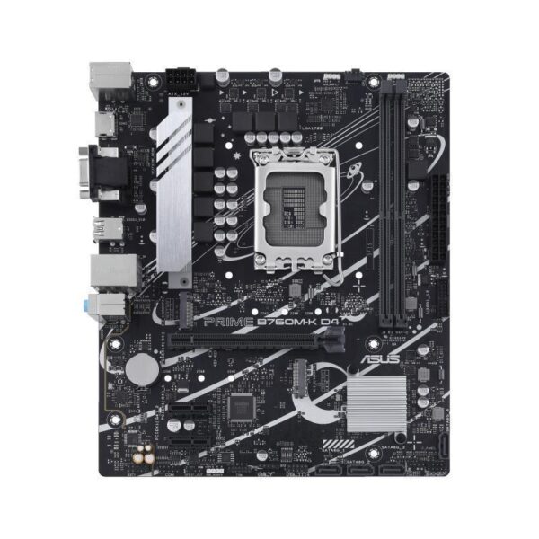 Mainboard|ASUS|Intel B760 Express|LGA1700|Micro-ATX|Memory DDR4|Memory slots 2|2xPCI-Express 4.0 1x|1xPCI-Express 4.0 16x|2xM.2|1x15pin D-sub|1xHDMI|2xUSB 2.0|4xUSB 3.2|1xPS/2|1xRJ45|3xAudio port|PRIMEB760M-KD4 - Image 2